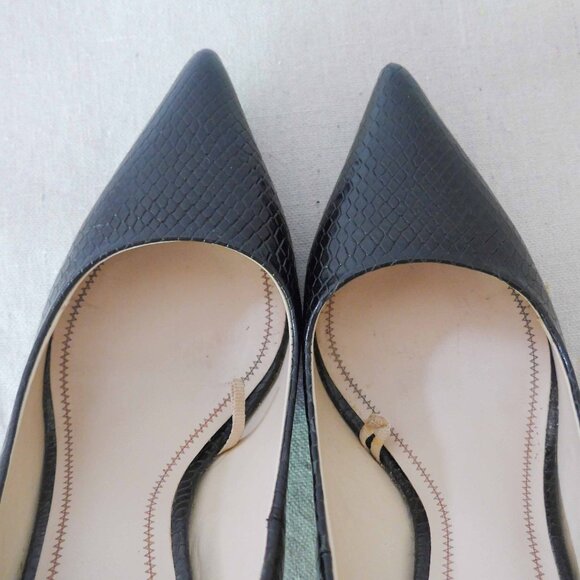 Zara Women 37 Black Faux Python Stiletto Heels - Picture 6 of 12